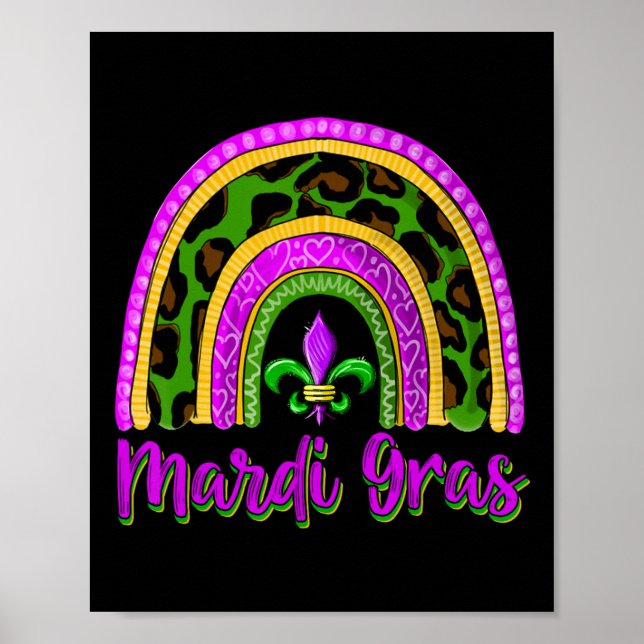 Poster Engraçado Mardi Gras Parade Outfit Jester Rainbow  (Frente)