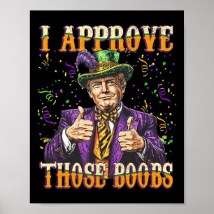 Poster Engraçado Mardi Gras Usa Eu Aprovo Esses Peitos