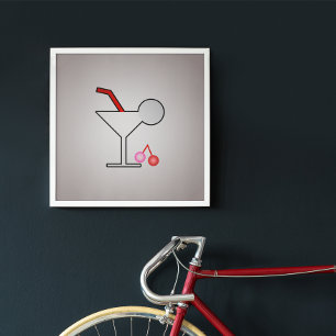 Poster Engraçado Martini - Coquetel Retro com Torção Cere