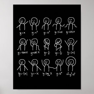 Poster Engraçado Matemática dança Feliz Rosto Desenho Álg