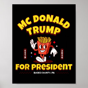 Poster Engraçado Mcdonald Trump Para O Presidente 2024 Se