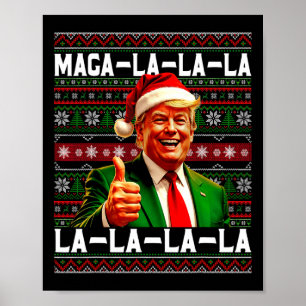 Poster Engraçado Mega-la-la-Trump Santa Hat Natal Feio