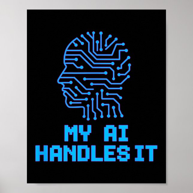 Poster Engraçado Meme Ai lida com humor robótico artifici (Frente)