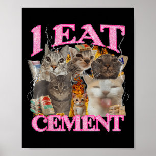 Poster Engraçado Memória De Gato Eu Comi Cimento, Cimento