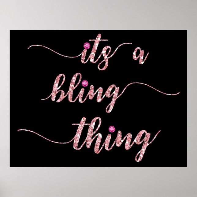 Póster Engraçado Menina Rosa Bling Dizendo (Frente)