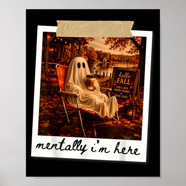 Poster Engraçado mentalmente estou aqui fantasma meme out (Frente)