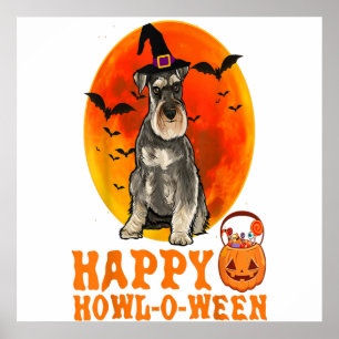 Poster Engraçado Miniatura Schnauzer Cachorro Halloween 