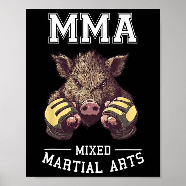 Poster Engraçado Mma Boar - Tai Boxingando Luta (Frente)