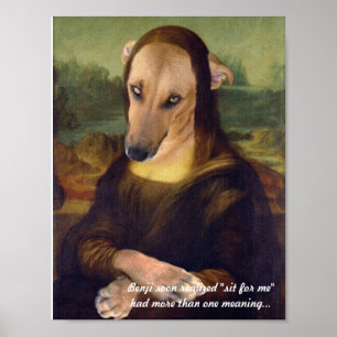 Póster Engraçado Mona Lisa Puppy Dog