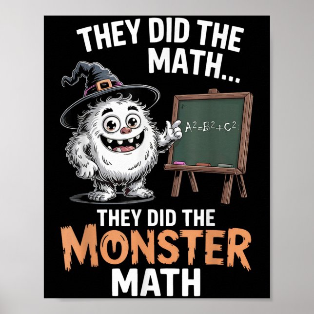 Poster Engraçado Monstro Professor de Matemática Hallowee (Frente)