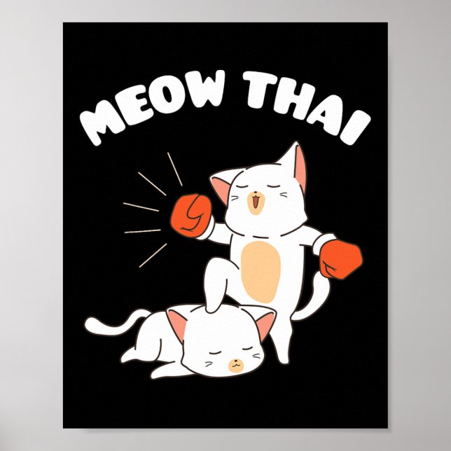Poster Engraçado Muay Tailandês Gata Tailandês Boxando Gi (Frente)