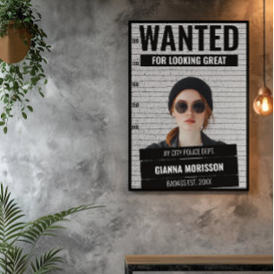 Póster Engraçado Mugshot Queria Poster de Nome e Texto Pe