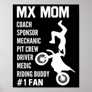 Poster Engraçado Mx Mãe Dirt Bike Motocross Riding Buddy