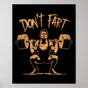 Poster Engraçado Não Peidar Treino de Fitness Levantament