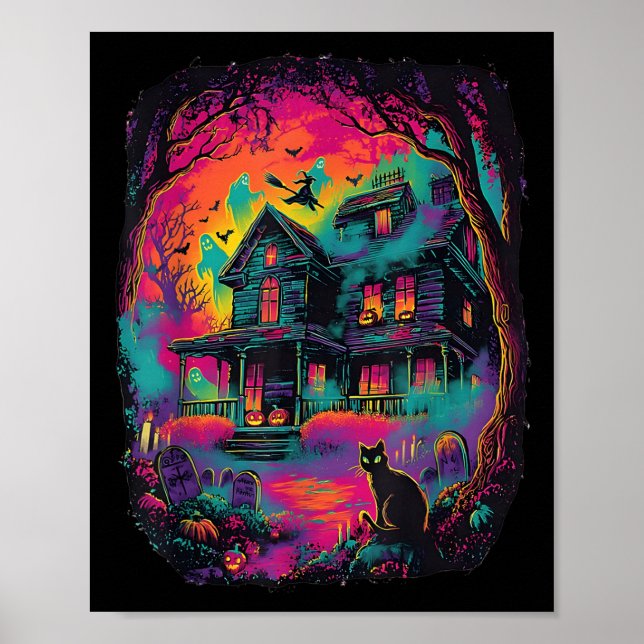 Poster Engraçado Neon S Ghost Black Cat Witeen (Frente)