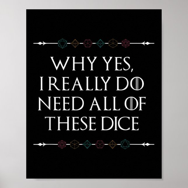Poster Engraçado Nerdy Gaming D20 Rpg Dice Dizendo Cotaçã (Frente)