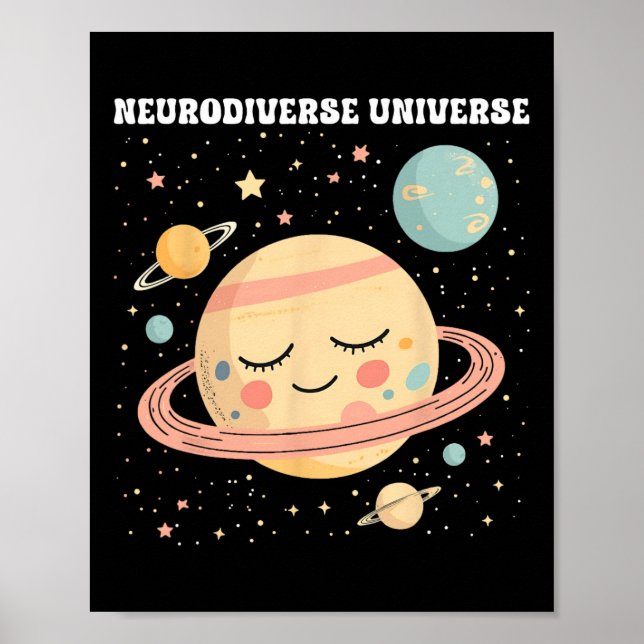 Poster Engraçado Neurodiverso Universo Autismo Professor  (Frente)