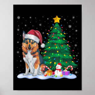 Poster Engraçado Nojento Norueguês Cão Xmas Tree Rein