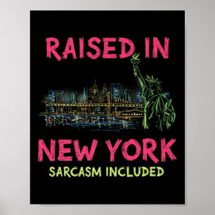 Poster Engraçado Nova Iorque da Noite Skyline Premium