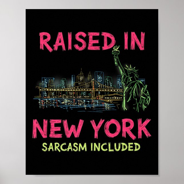 Poster Engraçado Nova Iorque da Noite Skyline Premium (Frente)