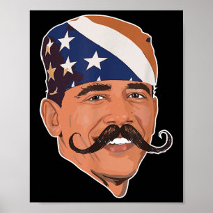Poster Engraçado Obama Mustache Americano
