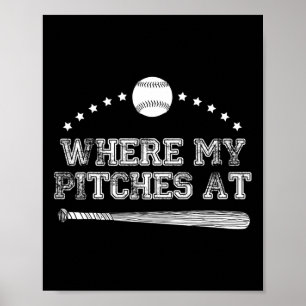 Poster Engraçado Onde Meus Pingos No Softball Pitcher Dão