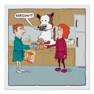 Póster Engraçado ordenhando a vaca