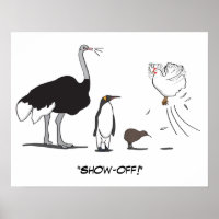 Engraçado Ostrich Penguin Kiwi Voando Foguete