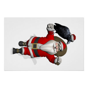 Póster Engraçado Papai Noel com Corvo Comum