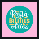 Poster Engraçado Pasta Pun Pastel Typografia Art<br><div class="desc">Arte tipográfica colorida com cores retrô e vibrantes. Peitos engraçados e citações sobre comida,  cozinhar,  assar e jantar. Condecoração perfeita para sua cozinha,  restaurante,  café,  compro de padaria ou restaurante. A cor de fundo (o círculo e o quadrado) é personalizável através da Ferramenta Design.</div>