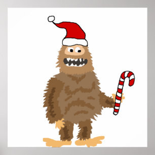 Poster Engraçado Pé Grande em Papai Noel Cartoon de Nat