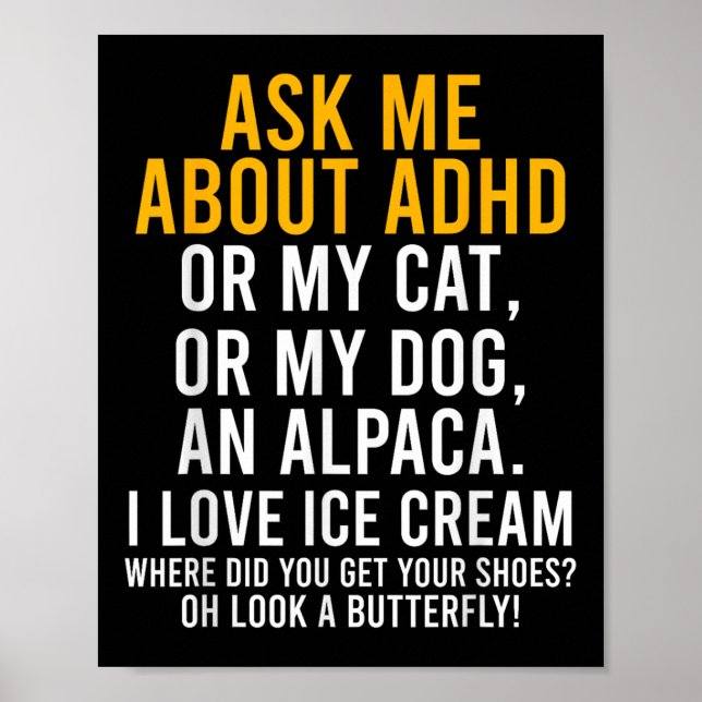 Poster Engraçado Perguntar-Me Sobre Adhd Autism Mental He (Frente)