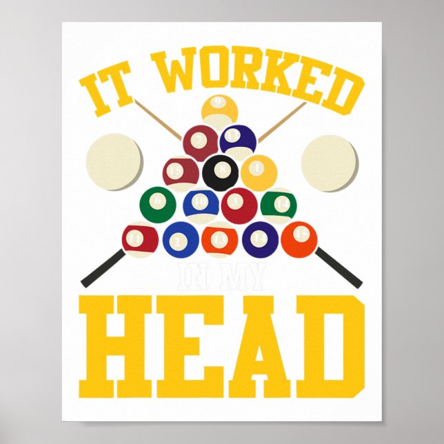 Poster Engraçado Piscina Hall Billiard Funcionou Na Minha (Frente)