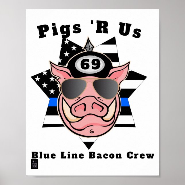 poster engraçado "porco 'r us'" "equipe de bacon d (Frente)