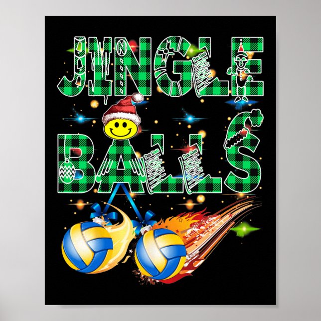 Poster Engraçado Primeiro Natal Como Pai Jingle Voleibol  (Frente)