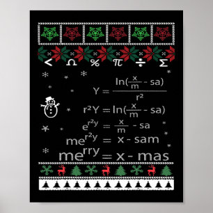 Poster Engraçado Professor De Matemática Feliz Natal Xmas