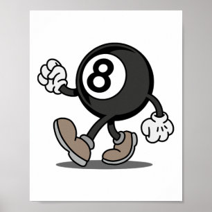 Poster Engraçado Quadrinho Snooker Billiard Player 8-ll