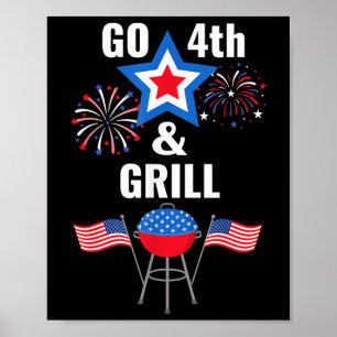 Poster Engraçado Quarto De Julho Ir 4 E Grill Fumar Gril