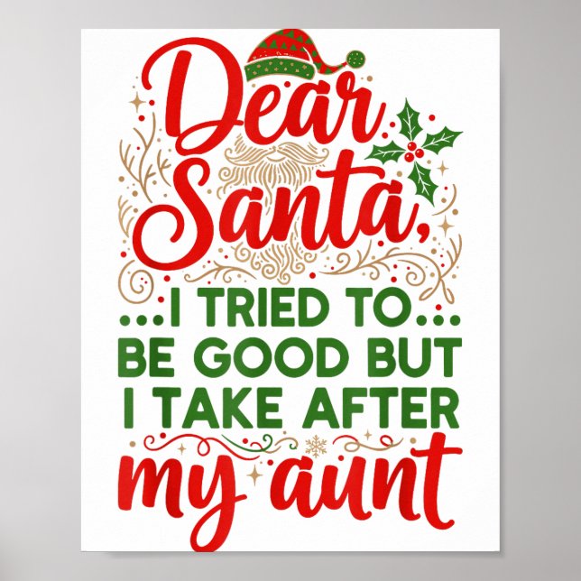 Poster Engraçado Querido Papai Noel Eu Tentei Ser Bom Mas (Frente)