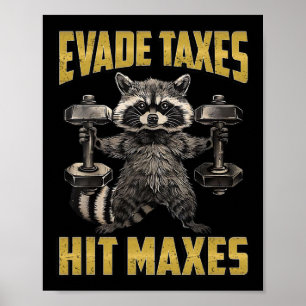 Poster Engraçado Raccoon Levantando Impostos De Evasão De