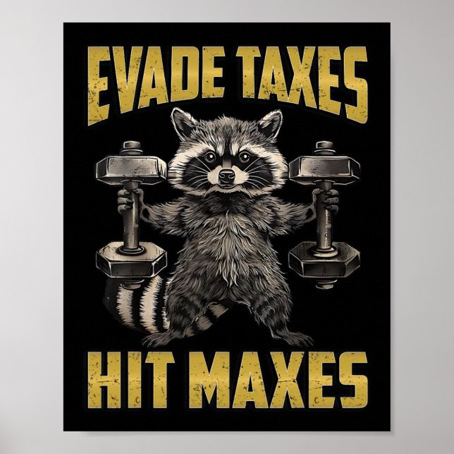 Poster Engraçado Raccoon Levantando Impostos De Evasão De (Frente)