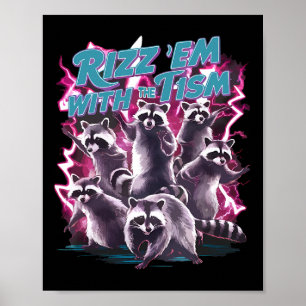 Poster Engraçado Racoon Autismo Meme Rizz Em Com