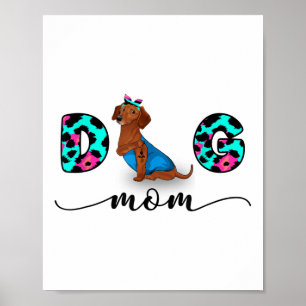 Poster Engraçado Red Dachshund Tattoo Eu Te Amo Cachorro 