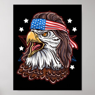 Poster Engraçado Redneck 80s Patriótico Mullet Americano 