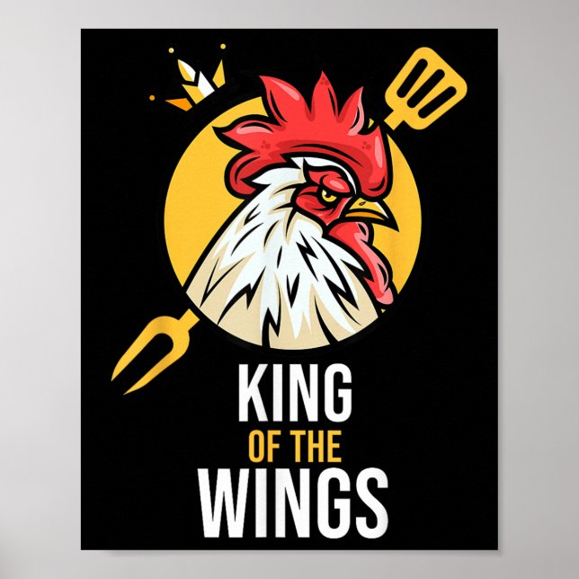 Poster Engraçado Rei Galinha Asas Ventiladores Churrasco  (Frente)