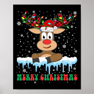Poster Engraçado Reindeer Xmas Família Feliz Natal