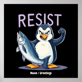 Poster Engraçado Resiste Pinguim Protesto Contra Tarifas