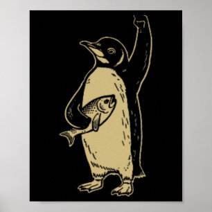 Poster Engraçado Resistência aos Pinguins Protesto Contra