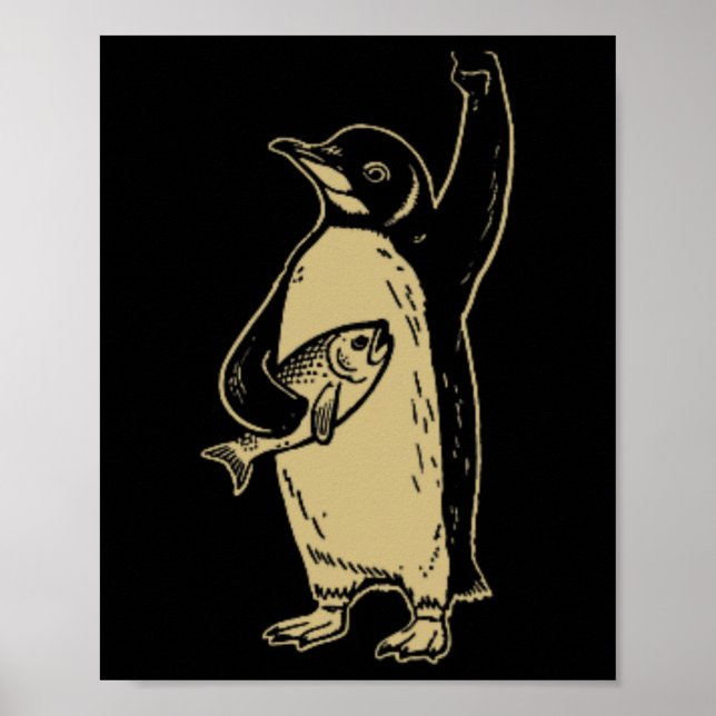 Poster Engraçado Resistência aos Pinguins Protesto Contra (Frente)