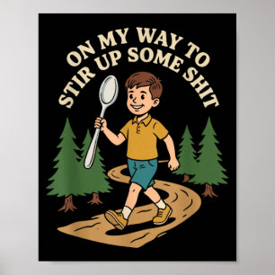 Poster Engraçado Retro No Caminho Para Provocar Algumas C